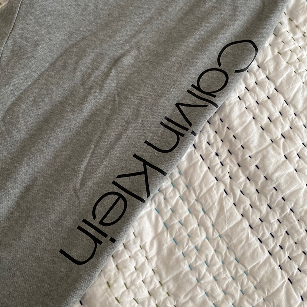 Calvin Klein Black Gray French Terry Logo Jogger Sleepwear Pant